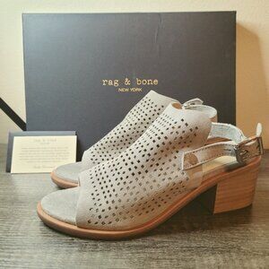 Rag & Bone "Wyatt" Mid-Heel Sandal in Stucco-Size 7